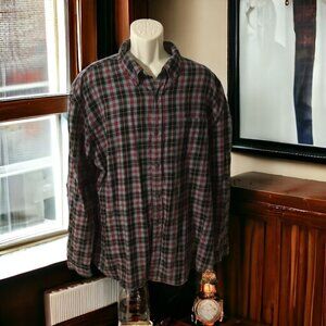 St John's Bay Men's Yellow Red Gray Black Checked Flannel Shirt XXL Butt…